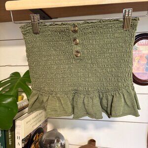 Free People Smocked Peplum Tube Top – Size XS (Olive Green)